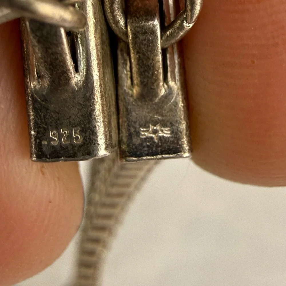 Vintage Sterling Silver Panther Link Bracelet Silver Wide 4 Row 7.5